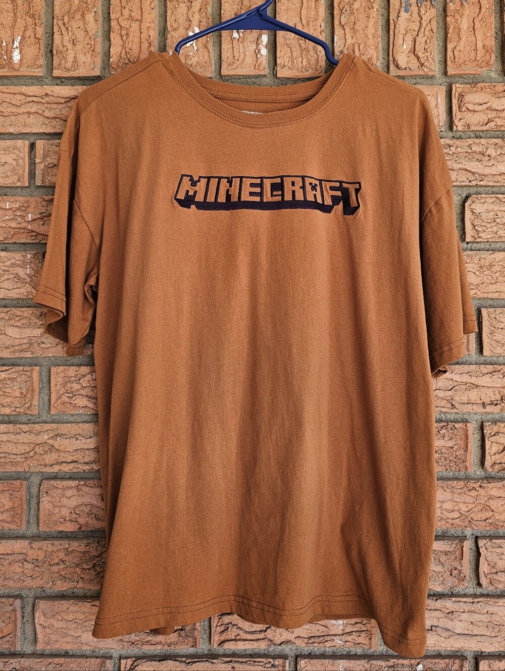 Minecraft Boy's Graphic Retro Print Short Sleeve Tee - Rust Brown Size Boy 18
